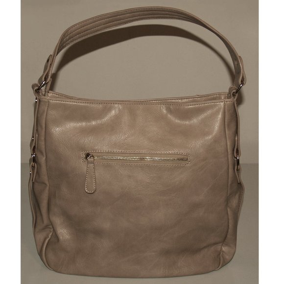 Madison West Large Vegan Leather Shoulder Tote Bag - Tan - Picture 3 of 10